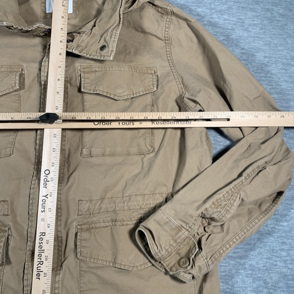 Old Navy Jacket Mens XL Tan Hooded Utility Cotton Blend Zip Front Cargo Pockets - Picture 7 of 13